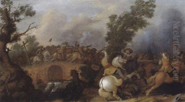 Reiterschlacht Bei Einer Brucke Oil Painting by Nicolas de Quade van I Ravesteyn