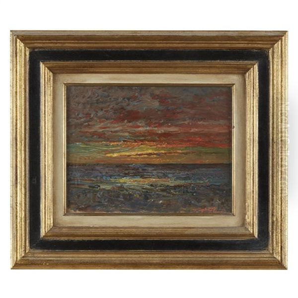 Sunset Oil Painting by Auguste Francois Ravier