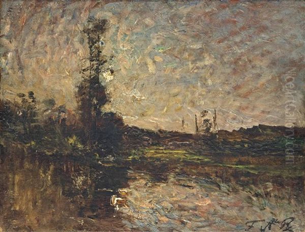 Sunset Oil Painting by Auguste Francois Ravier