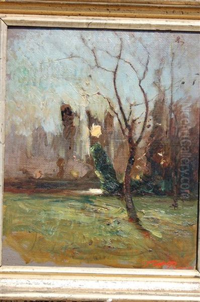 Arbre Denude A Contre-jour Oil Painting by Auguste Francois Ravier