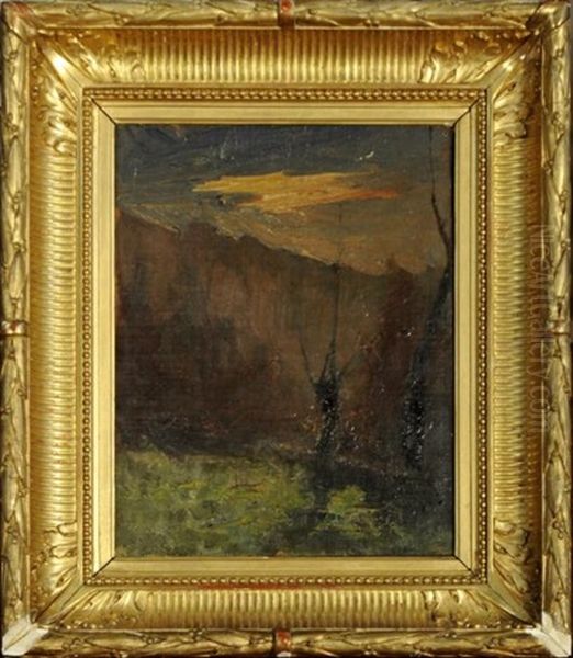 Etude De Paysage Au Crepuscule (study) Oil Painting by Auguste Francois Ravier