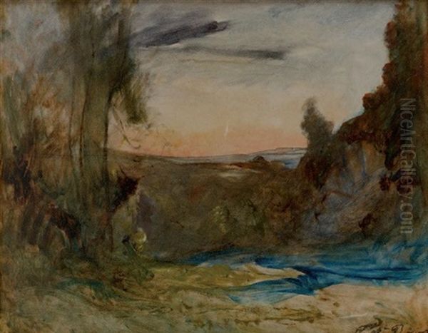 Paysage Des Environs De Morestel Oil Painting by Auguste Francois Ravier