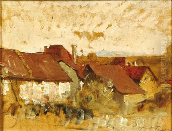 Le Hameau (recto/verso) Oil Painting by Auguste Francois Ravier