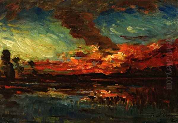 Sonnenuntergang Oil Painting by Auguste Francois Ravier