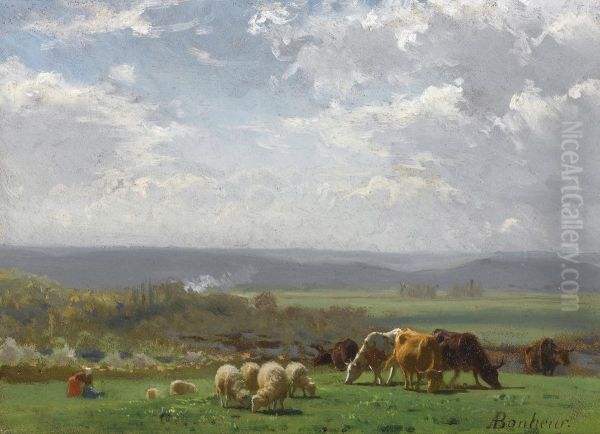 Paturage En Auvergne Oil Painting by Auguste Bonheur