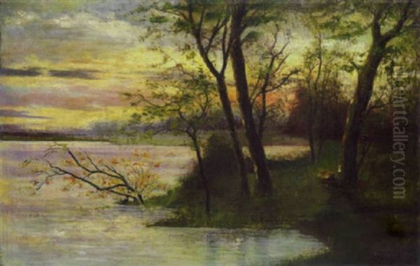 Bord De Riviere Oil Painting by Auguste Francois Ravier