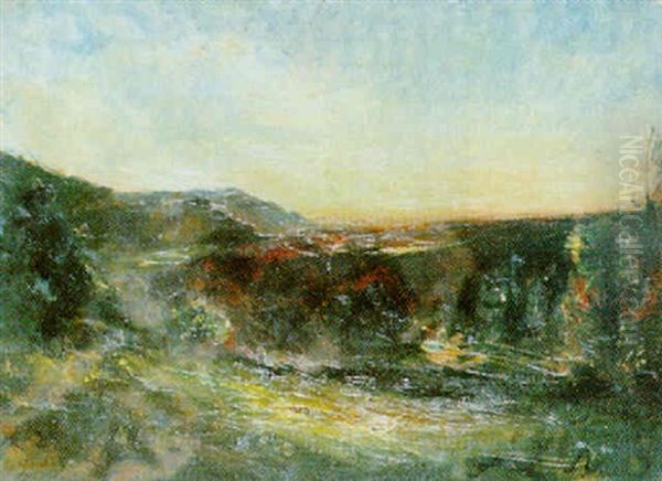 Vallon Au Crepuscule Oil Painting by Auguste Francois Ravier