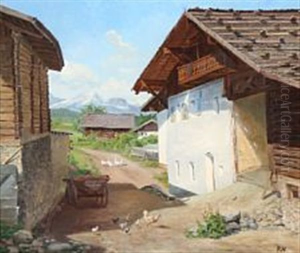 View From Tyrol Oil Painting by Louise Christiane Ravn-Hansen