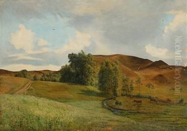 Autumn Day At Funder Hill Near Silkeborg, Denmark Oil Painting by Louise Christiane Ravn-Hansen