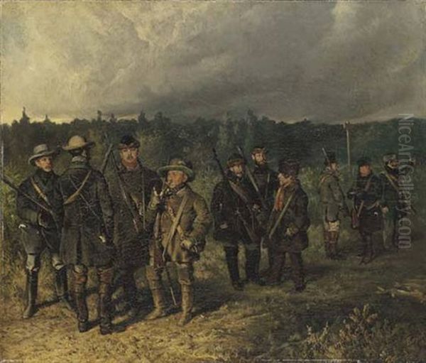 Hunting Party Of German Junkers by Ferdinand von Rayski