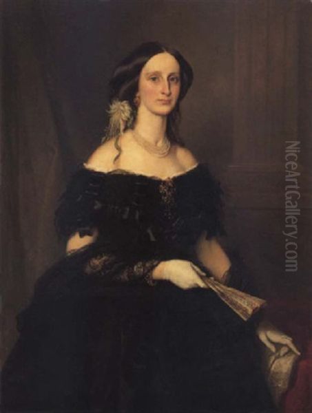 Friederike Grafin Von Einsiedel, Geb. Baronesse Blome Oil Painting by Ferdinand von Rayski