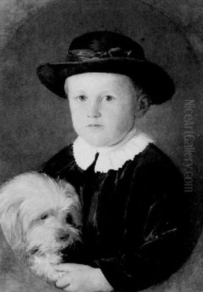 Bildnis Eines Knaben Mit Seinem Hund Oil Painting by Ferdinand von Rayski