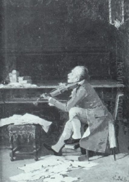 Suonatore Di Violino Oil Painting by Giovanni Del Re