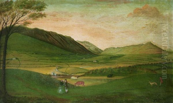 St. John In The Vale, Cumberland, With Threlkeld Old Bridge View Oil Painting by Mathias Read