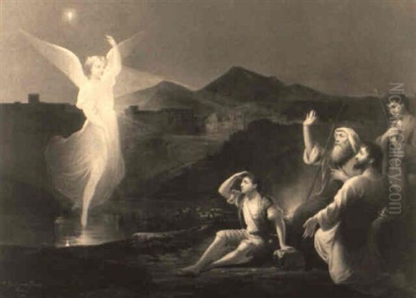 Appearance Of The Angel To The Shepherds, Star Of Bethlehem Above... Oil Painting by Thomas Buchanan Read