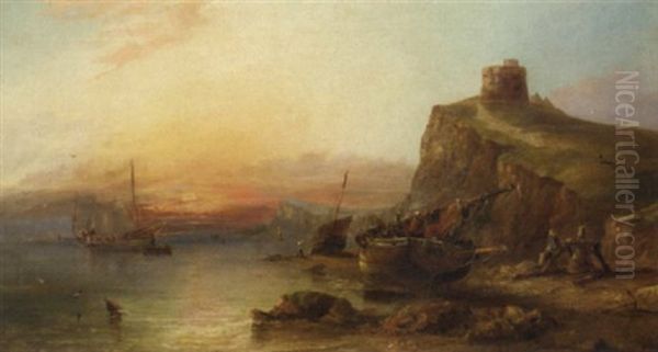 Sunset Over The Coast Oil Painting by William James Durant Ready