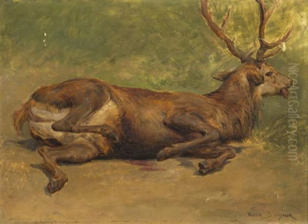 Wounded Stag Oil Painting by Rosa Bonheur