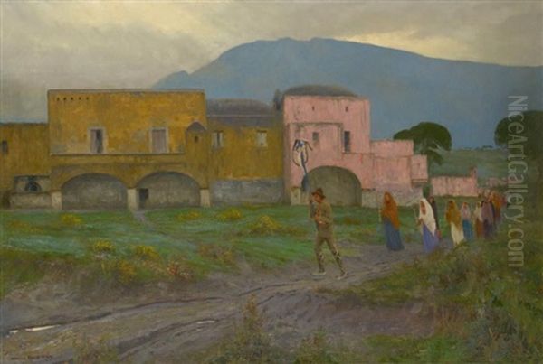 Procession En Italie Oil Painting by Maurice Realier-Dumas