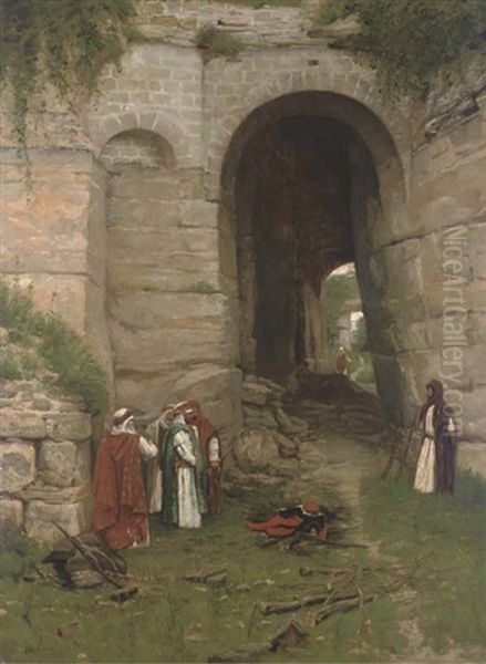 Outside The Walls Of Jerusalem Oil Painting by Maurice Realier-Dumas