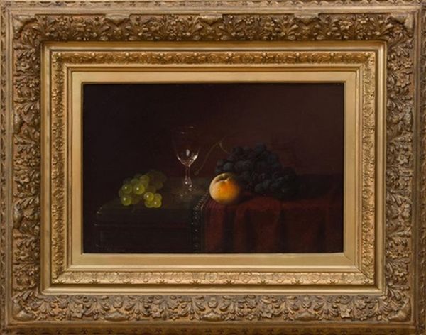 Fruit And Wine Glass Oil Painting by Carducius Plantagenet Ream