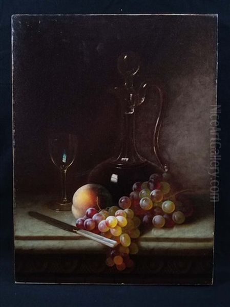 Fruit And Wine Oil Painting by Carducius Plantagenet Ream