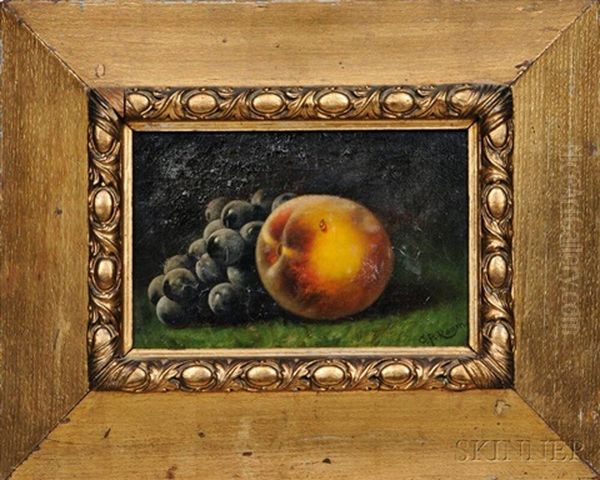 Still Life With Grapes And Peach Oil Painting by Carducius Plantagenet Ream