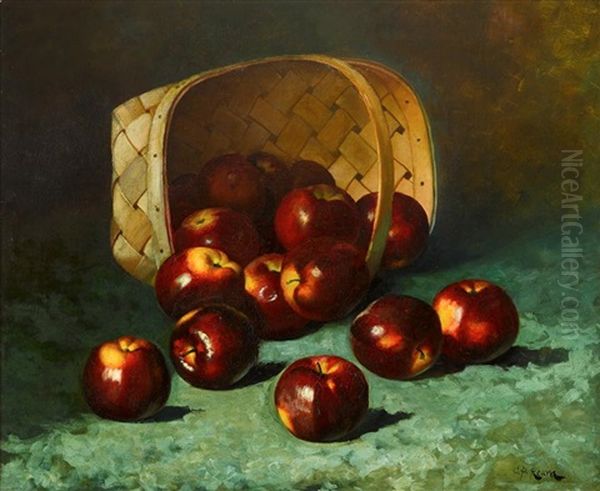 Still Life With Bucket Of Apples Oil Painting by Carducius Plantagenet Ream