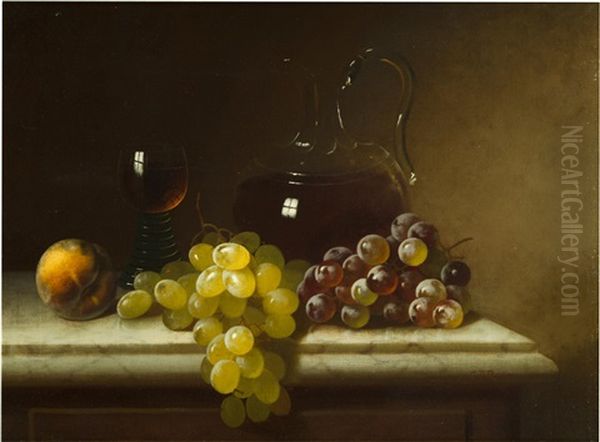 Claret, Jug And Fruit Oil Painting by Carducius Plantagenet Ream