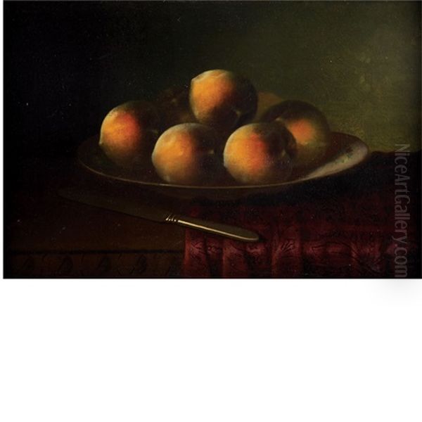 Still Life With Peaches Oil Painting by Carducius Plantagenet Ream