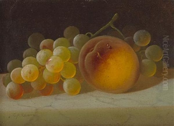 Still Life With A Peach And Grapes (+ Still Life With A Pear And Grapes; Pair) Oil Painting by Carducius Plantagenet Ream