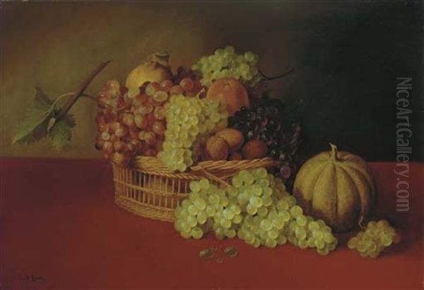 A Still Life With Grapes And Other Fruit In A Basket by Carducius Plantagenet Ream