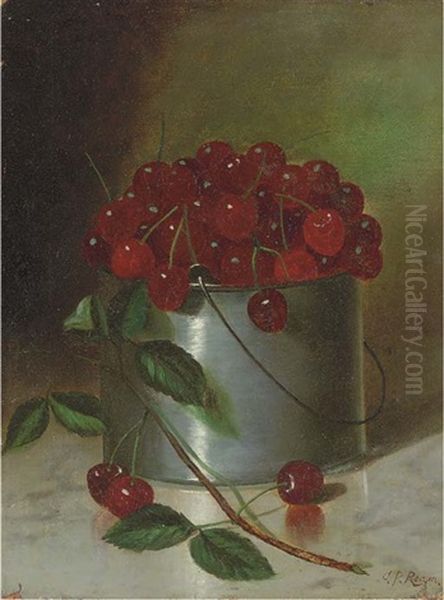 Bucket Of Cherries Oil Painting by Carducius Plantagenet Ream