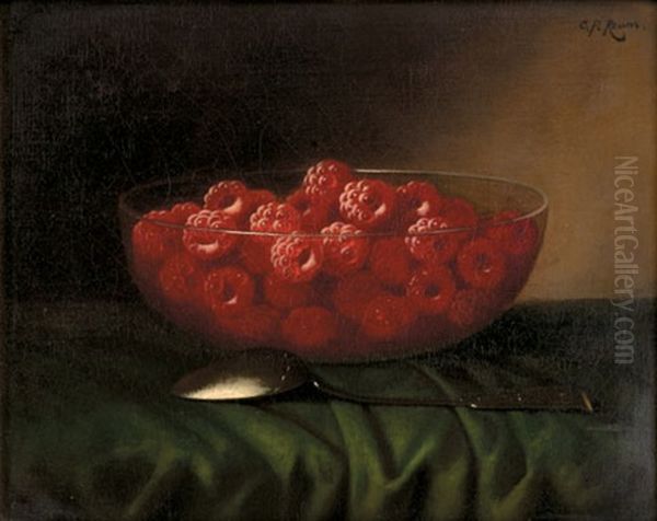 Raspberries In A Glass Bowl Oil Painting by Carducius Plantagenet Ream