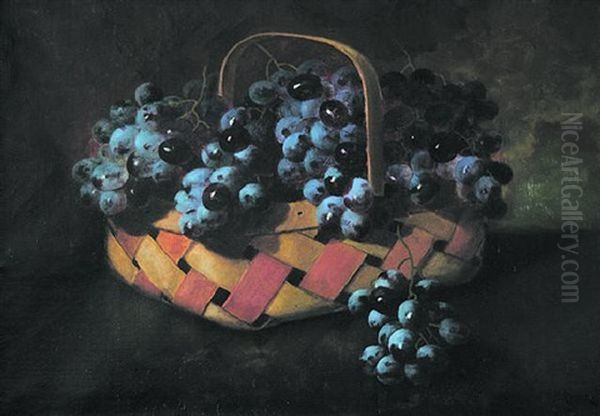 Grapes In A Basket Oil Painting by Carducius Plantagenet Ream