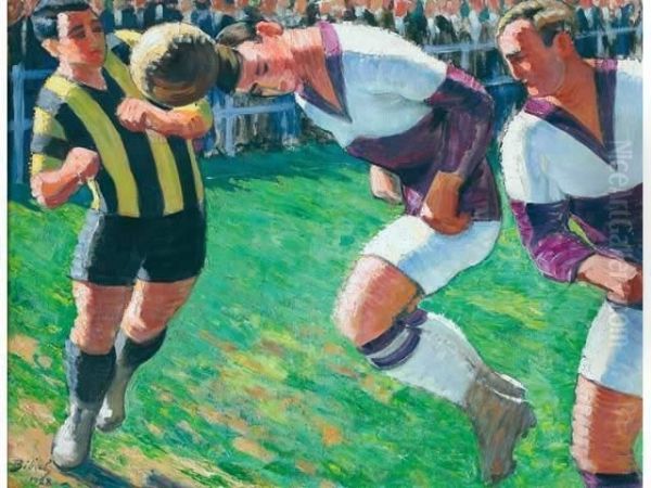 Football Oil Painting by Ignace Francois Bonhomme