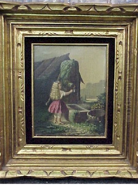 Girl Filling Her Cup Oil Painting by Carducius Plantagenet Ream