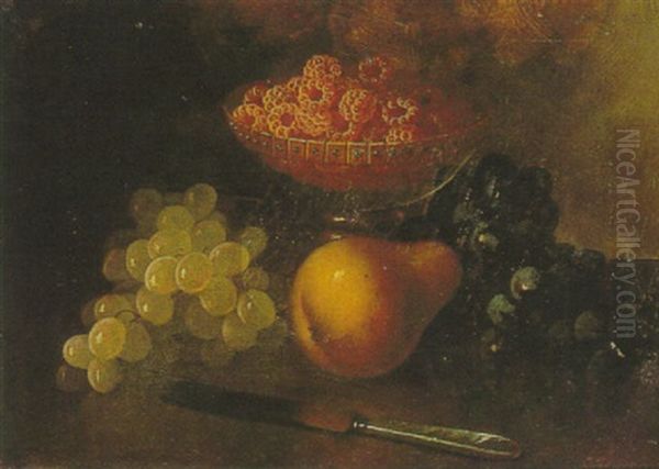 Still Life With Fruit And A Knife Oil Painting by Carducius Plantagenet Ream