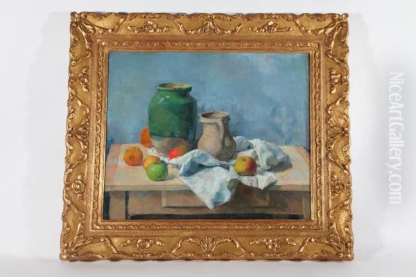 Still Life With Fruit And Vessels Oil Painting by Leon Bonhomme