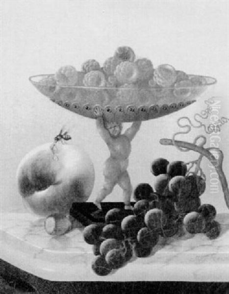 Still Life Of Fruit And A Compote Dish In The Form Of A Putto Oil Painting by Morston Constantine Ream