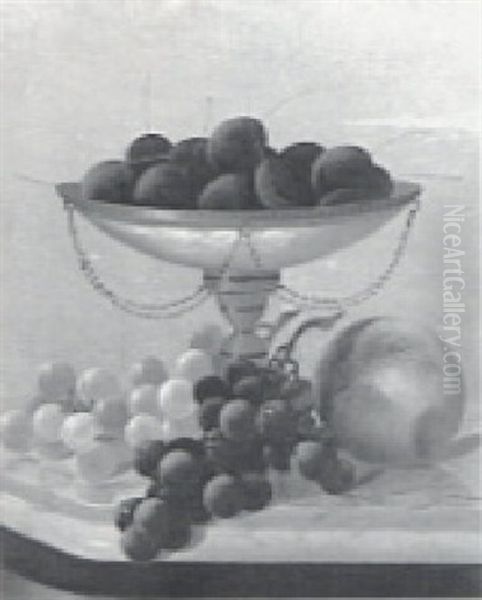 Still Life With Fruit In A Fancy Vase Oil Painting by Morston Constantine Ream