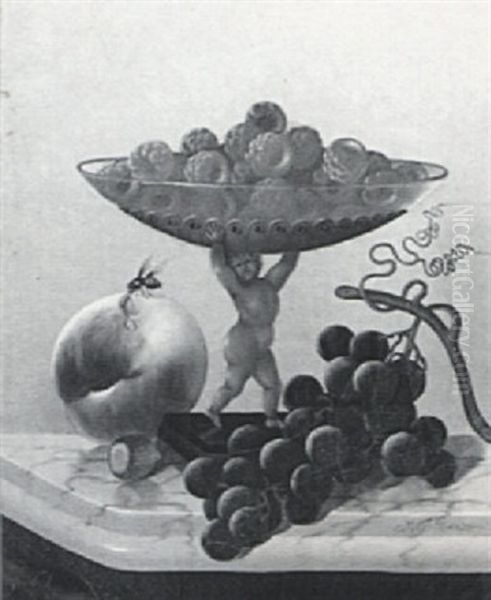 Still Life Of Fruit And A Compote Dish In The Form Of A Putto Oil Painting by Morston Constantine Ream