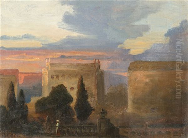 Blick Auf Rom Oil Painting by Josef Rebell