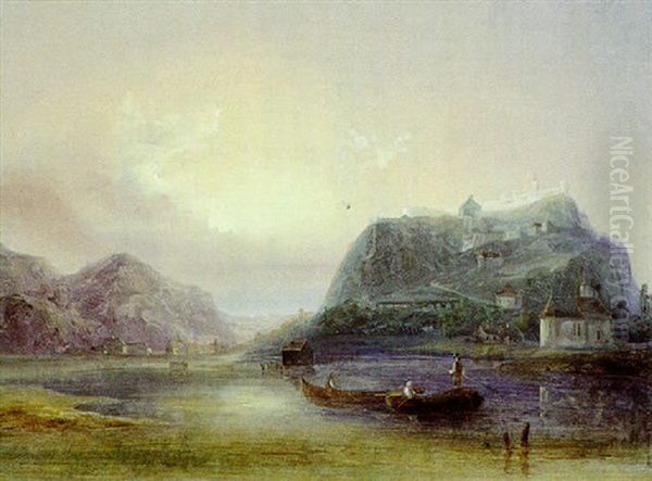 Ansicht (gran/donau?) Oil Painting by Josef Rebell