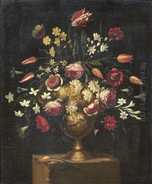 Natura Morta Con Vaso Di Fiori Oil Painting by Giacomo Recco