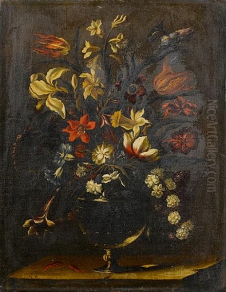 Tulips, Lilies, Narcissi And Other Flowers Oil Painting by Giacomo Recco