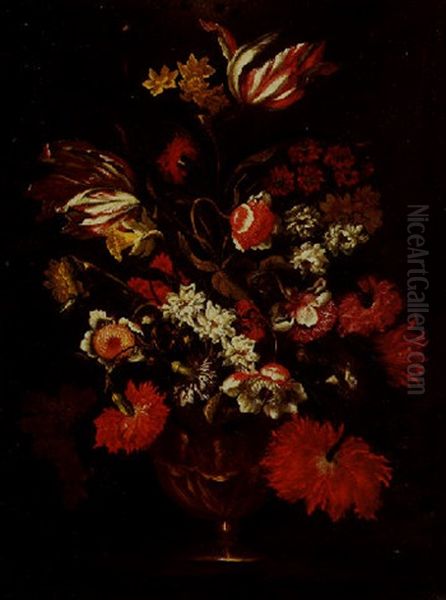 A Still Life Of Flowers In A Vase Oil Painting by Giacomo Recco