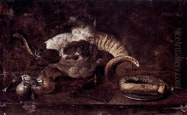 Nature Morte A La Tete De Belier Oil Painting by Giovanni Battista Recco