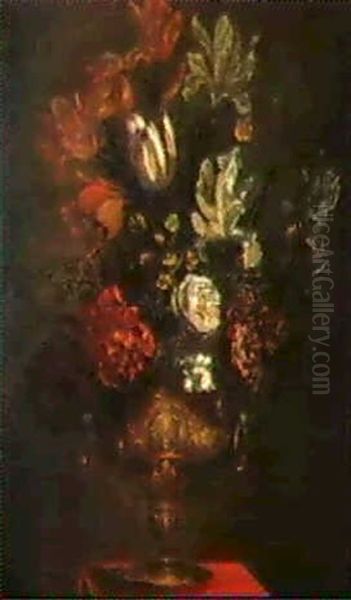 Blumenstrauss In Einer Vergoldeten Prunkvase Oil Painting by Giuseppe Recco