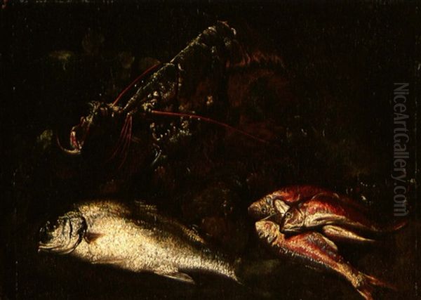 Still Life Of Fish And Lobsters Oil Painting by Giuseppe Recco