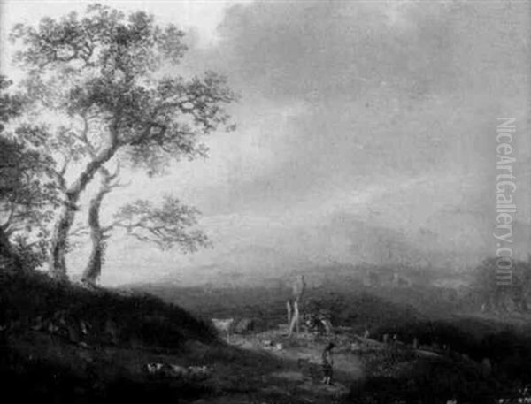 Berglandschaft Mit Bogenbrucke by Franz Rechberger